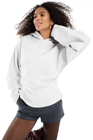 ASOS – Schwerer Kapuzenpullover in meliertem Eisgrau mit Korsett-Taille