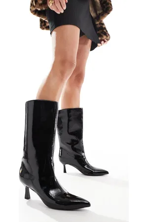 4th & Reckless – Wadenhohe spitze Lackstiefel in mit Pfennigabsatzbsatz