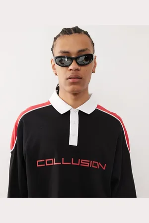 COLLUSION – Rugby-T-Shirt im Skater-Stil in mit rotem Print