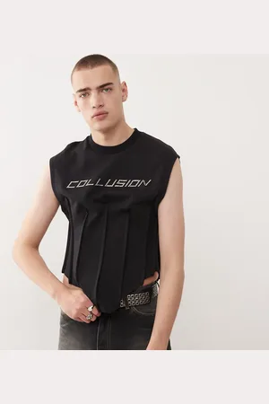 COLLUSION – Knapp geschnittenes Tanktop in mit Korsettdetail und Markenlogo in Metalloptik