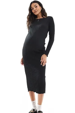 Mama;licious Mamalicious Maternity – Satin-Midikleid in mit U-Boot-Ausschnitt, Umstandsmode