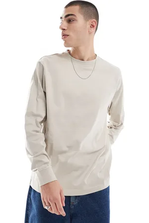 Only & Sons – Langärmliges T-Shirt in Steinbeige