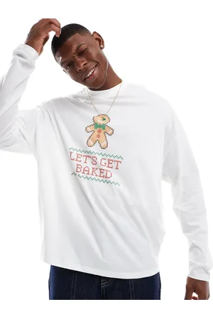 ASOS – Langärmliges Oversize-Shirt in mit weihnachtlichem Grafikprint