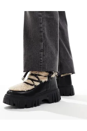 South Beach – Schneestiefel zum Schnüren in mit Kunstpelz in Beige