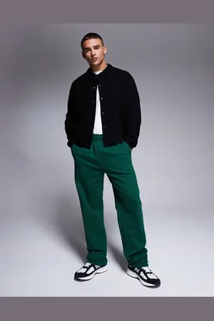 ASOS – Hochwertige, schwere Jogginghose in Dunkelgrün mit geradem Schnitt, 400 g/m²