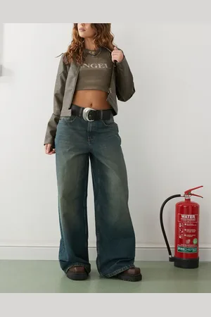 COLLUSION – X003 – Weit geschnittene Jeans in blauer Dirty-Waschung