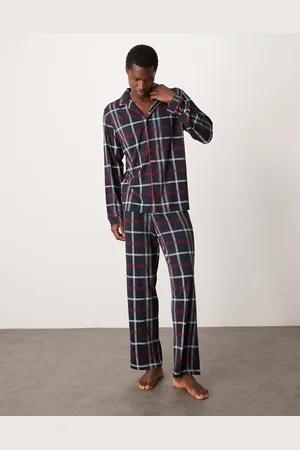 Urban Threads – Set aus Polyester in kariertem mit langärmligem Hemd und Hose