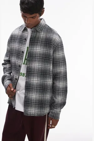 Topman – Langärmliges, angerautes Hemd in mit Karomuster