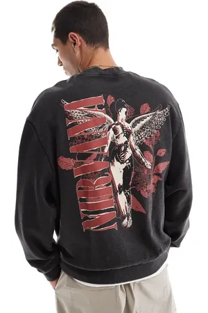 ASOS – Unisex-Sweatshirt in verwaschenem mit lizenzierten „Nirvana“-Prints und Oversize-Schnitt