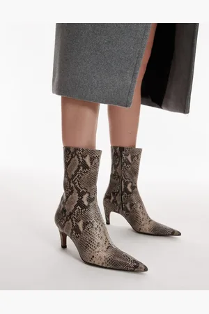 Topshop – Neeve – Ankle-Boots aus hochwertigem Leder mit Schlangenprint und hohem Absatz