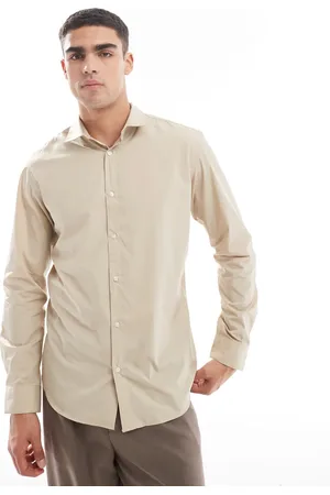 JACK & JONES – Elegantes, schmal geschnittenes Hemd in Beige