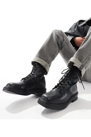 Pull&Bear – Schnürstiefel in mit quadratischer Zehenpartie