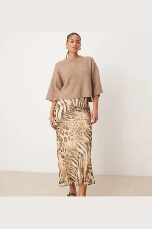 ASOS ASOS DESIGN Tall – Chiffon-Maxirock mit Leopardenmuster und Bias-Cut