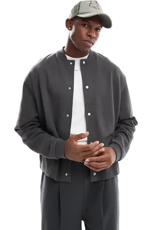 ASOS – Kastige Oversize-Jacke aus Twill-Jersey in verwaschenem Schwarz