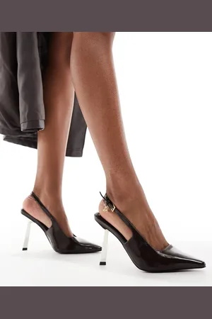 4th & Reckless – Calabasas – Spitz zulaufende Pumps in Braun mit Fersenriemchen und silbernem Absatz