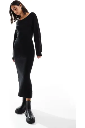 Miss Selfridge – Gemütliches Maxi-Strickkleid in mit verdrehter Rückseite