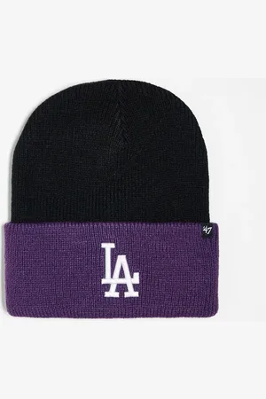 47 Brand – LA Dodgers – Strickmütze in Pflaume mit Kontrastdesign