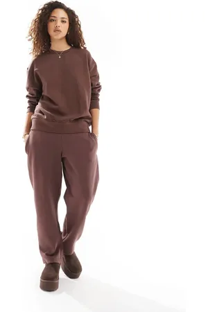 Pull&Bear – Jogginghose in Braun mit weitem Schnitt, Kombiteil