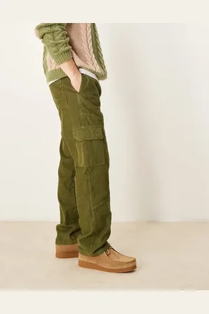 ASOS – Cargohose aus Cord in Khaki mit geradem Schnitt