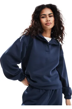 ASOS – Henley-Sweatshirt in Marineblau mit Oversize-Schnitt, Kombiteil