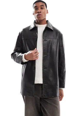 Bershka – Lang geschnittene Jacke aus Kunstleder in