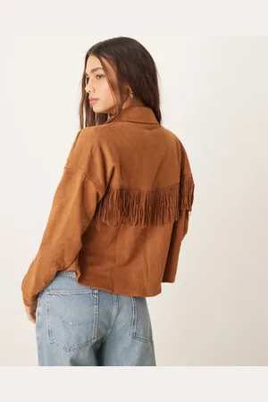 JDY – Jacke aus Wildlederimitat in Hellbraun
