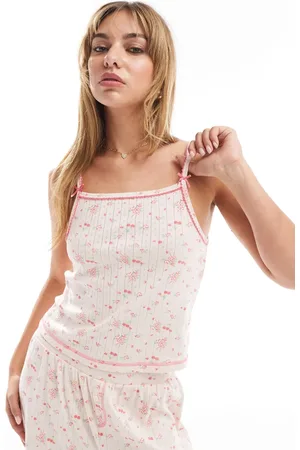 ASOS – Mix & Match – Camisole aus Pointelle mit Blümchenmuster in und Schleifenverzierung