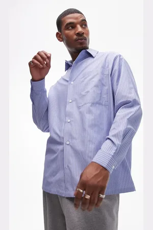 Topman – Elegantes, langärmliges Oversize-Hemd in gestreiftem Hellblau