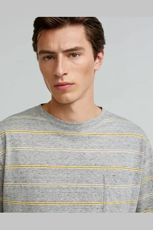 SCALPERS – Vigore – T-Shirt in dunklem Senfgelb mit Streifen