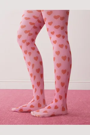 Reclaimed – Strumpfhose in Rosa mit roten Herzen