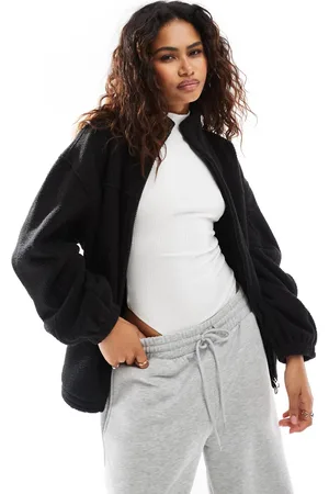 Weekday – Lea – Teddyfell-Sweatshirt in mit Oversize-Schnitt und durchgehendem Reißverschluss