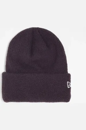 New Era – Superweiche Strickmütze in Pflaumenlila mit Umschlag und Logo