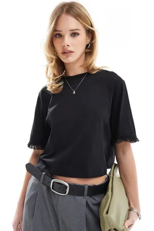 SCALPERS – T-Shirt in mit perlenbesetzten Bündchen