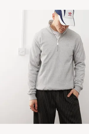 adidas – Trefoil Essentials – Sweatshirt in mit Waffelstruktur und kurzem Reißverschluss