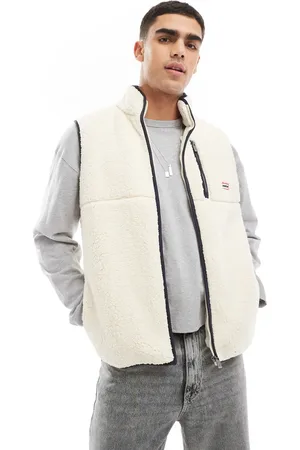 Hunter – Drill – Fleece-Weste in Cremeweiß mit Kontrastfutter