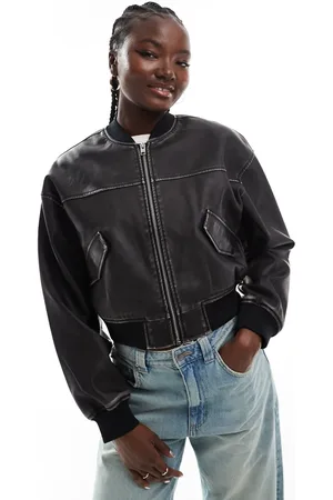 JJXX – Vintage-Bomberjacke aus Kunstleder in verwaschenem