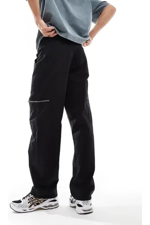 ASOS – Weite Carpenter-Hose in verwaschenem mit Reißverschluss-Details