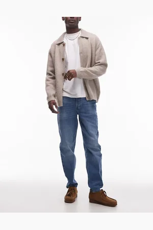 Topman – Elastische, schmal zulaufende Jeans in mittelblauer Waschung