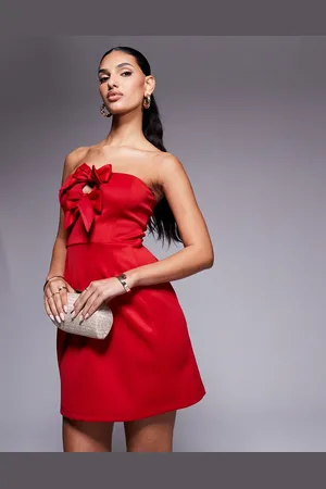 New Look – Trägerloses Minikleid in mit Schleifendetail
