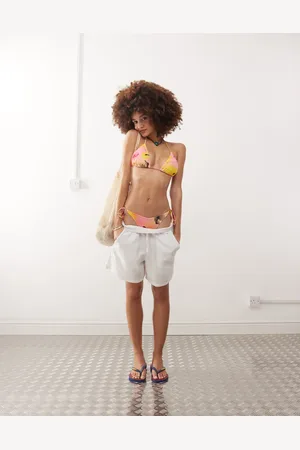 Monki – Mix and Match – Seitlich gebundene Bikinihose mit tropischem Blumenmuster