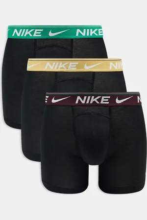 Nike – Dri-FIT Ultra Comfort – 3er-Pack Boxershorts mit farbigem Bund in Grün/Gold/Burgunderrot