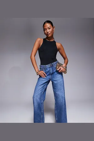 River Island – Legere, gerade Jeans in verwaschenem Mittelblau