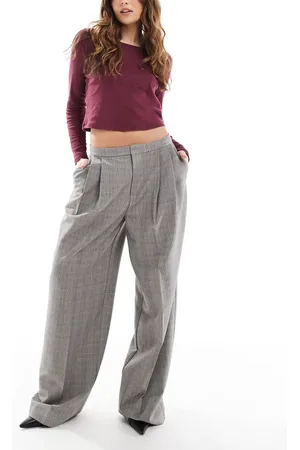 Pull&Bear – Elegante, karierte Hose in mit weitem Bein