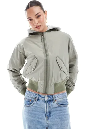 Superdry – Ma1 – Bomberjacke in hellem Khaki mit Kapuze