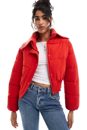 Cotton On Cotton On – Steppjacke in Purpurrot mit Strickkragen