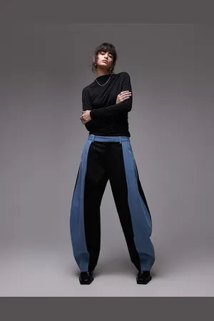 ASOS – Hose im schwarzen Deconstructed-Design mit Denim-Kontrast-Detail