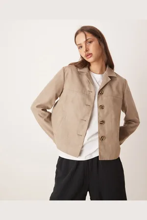 JDY – Jacke aus Wildlederimitat in Hellbraun