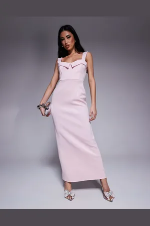 ASOS – Midi-Bleistiftkleid aus hellrosa Scuba-Stoff mit Körbchen