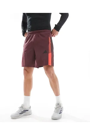 adidas Adidas Training – Essentials – Shorts in Burgunderrot mit drei Streifen
