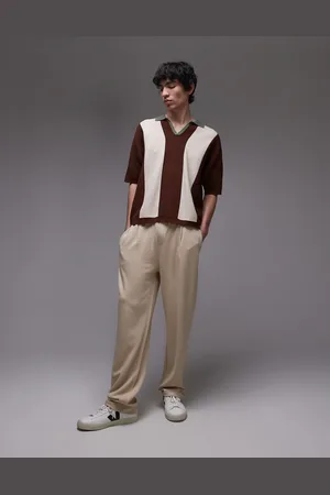 Topman – Jogginghose aus hochwertigem Twill in Steingrau mit geradem Schnitt